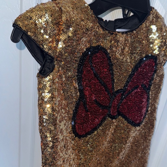 Disney Sparkling Gold Dress with Red Sequin Bow - Picture 3 of 12